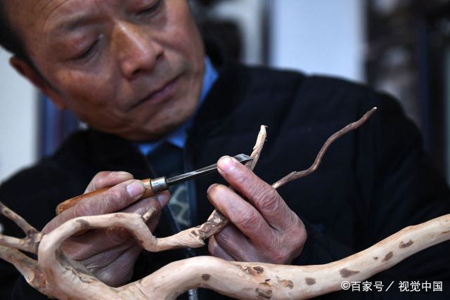 66岁农民身怀绝技,苦心钻演出根书艺术,烂树根经他手变无价之宝